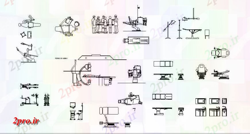 دانلود نقشه بلوک مبلمان چند مبلمان و تجهیزات پزشکی بلوک طراحی جزئیات  (کد122909)