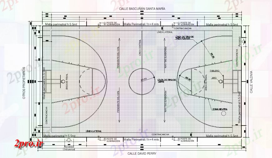 دانلود نقشه ورزشگاه ، سالن ورزش ، باشگاه طرحی دیدگاه بالا و ساختار جزئیات ورزشی زمین 19 در 32 متر (کد122920)