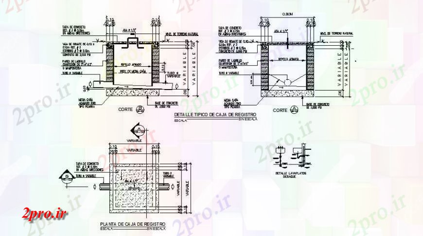 دانلود نقشه جزئیات لوله کشی جعبه های ثبت نام و شستشو حوضه و نصب و راه اندازی لوله کشی جزئیات (کد122937)