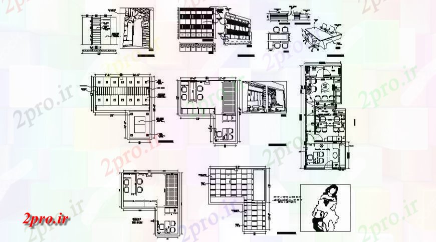 دانلود نقشه جزئیات و فضای داخلی شرکت  طرحی ساختمان اداری و طرحی مبلمان و شربت خانه ماشین جزئیات (کد122938)