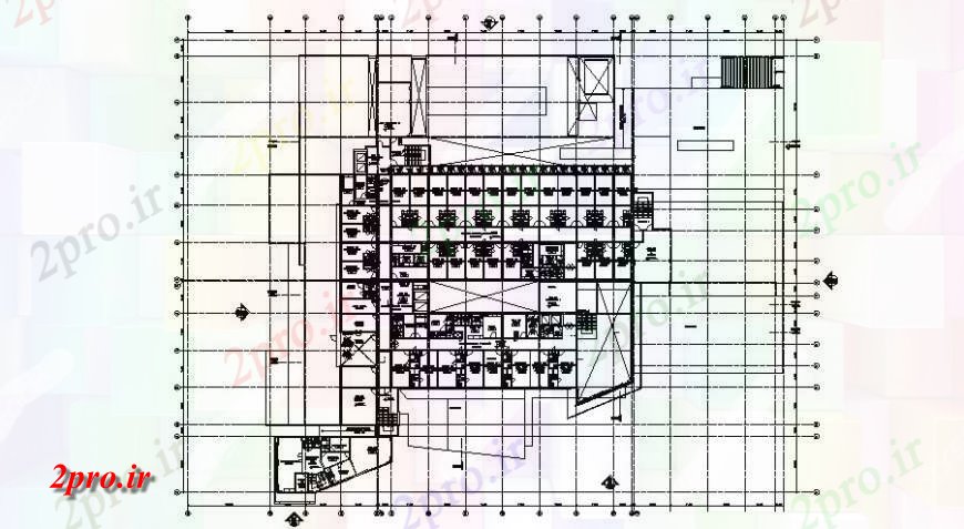 دانلود نقشه بیمارستان - درمانگاه - کلینیک طبقه سوم جزئیات طراحی توزیع ساختمان بیمارستان طراحی جزئیات 61 در 66 متر (کد122940)
