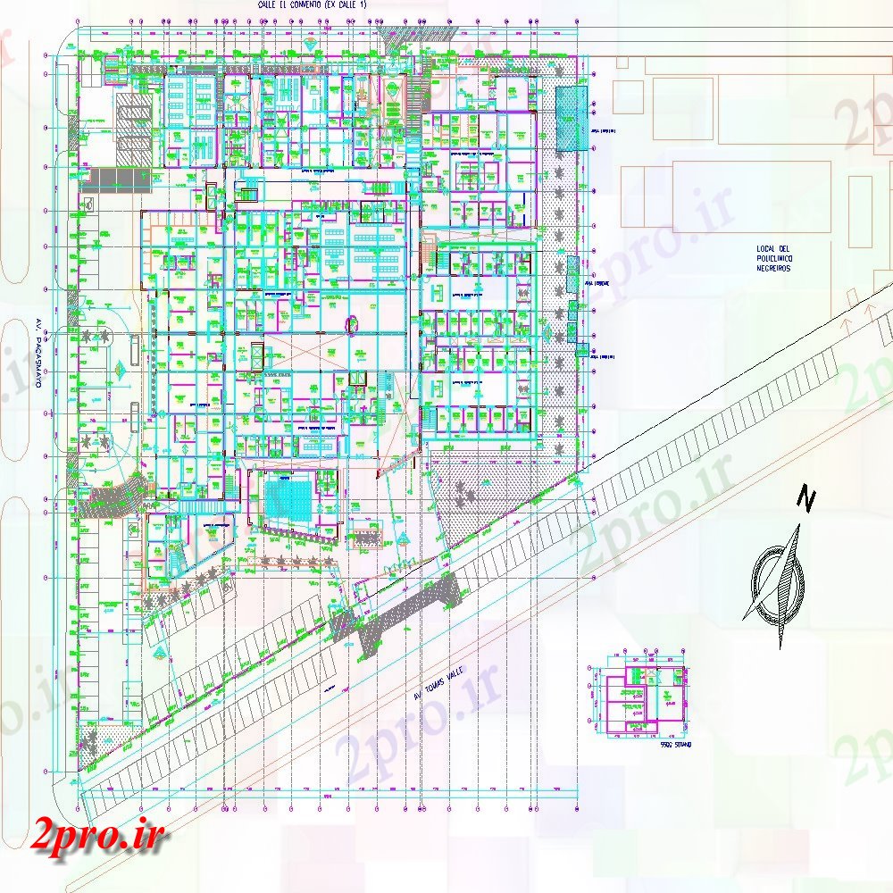 دانلود نقشه بیمارستان - درمانگاه - کلینیک اولین جزئیات طرحی طبقه طرحی توزیع بیمارستان ساخت 94 در 102 متر (کد122942)