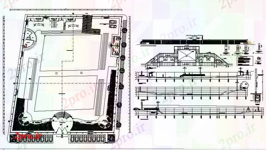 دانلود نقشه ورزشگاه ، سالن ورزش ، باشگاه ورزشی مرکز نما، بخش، طرحی توزیع و خودکار 5 در 10 متر (کد122959)