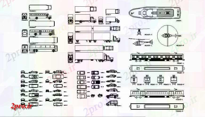 دانلود نقشه بلوک وسایل نقلیه چند تمام انواع بلوک های  خودرو طراحی جزئیات  (کد122964)