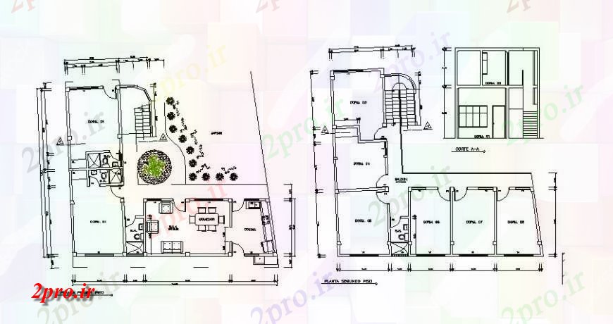 دانلود نقشه مسکونی ، ویلایی ، آپارتمان دو دان طرحی ساخت و ساز آپارتمان مسکونی 12 در 14 متر (کد122981)