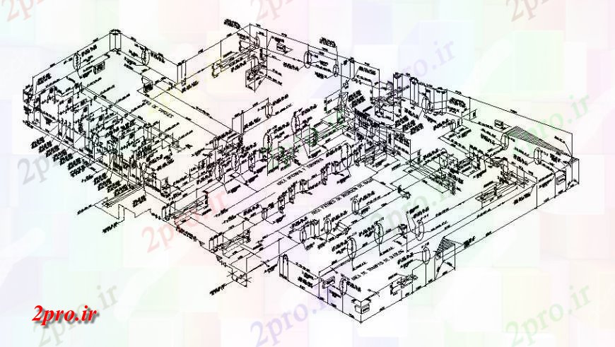 دانلود نقشه کارخانه صنعتی  ، کارگاه طرحی توزیع ایزومتریک  کارخانه صنعتی  ، کارگاه طراحی جزئیات  (کد123007)