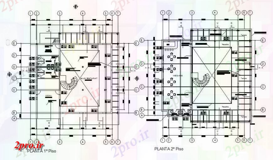 دانلود نقشه هتل - رستوران - اقامتگاه کوچک طرحی کار رستوران 15 در 17 متر (کد123021)