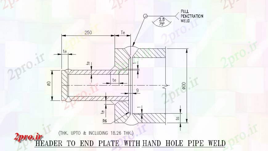 دانلود نقشه طراحی جزئیات ساختار سربرگ به صفحه پایان با لوله دست سوراخ جوش طراحی (کد123033)