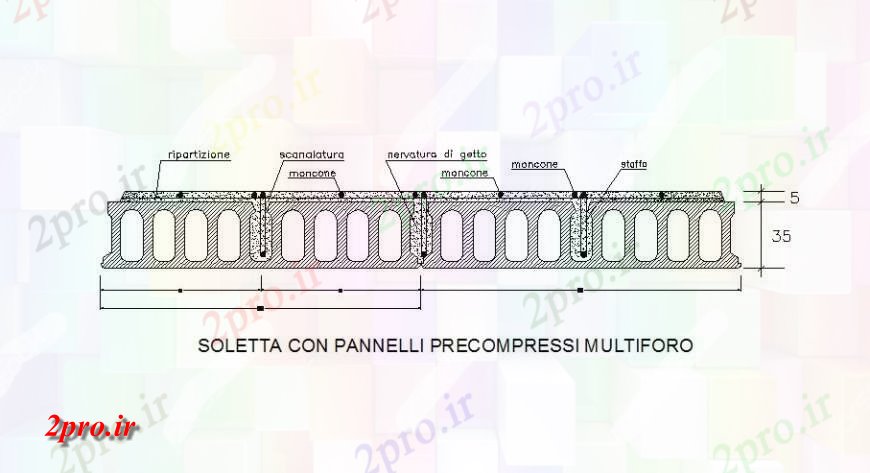 دانلود نقشه طراحی جزئیات ساختار پانل های کف پیش تنیده  ساختار سازنده طراحی جزئیات  (کد123090)