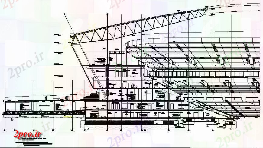 دانلود نقشه ورزشگاه ، سالن ورزش ، باشگاه ادیوم ورزشی کریکت بخش اصلی طراحی  جزئیات  (کد123103)
