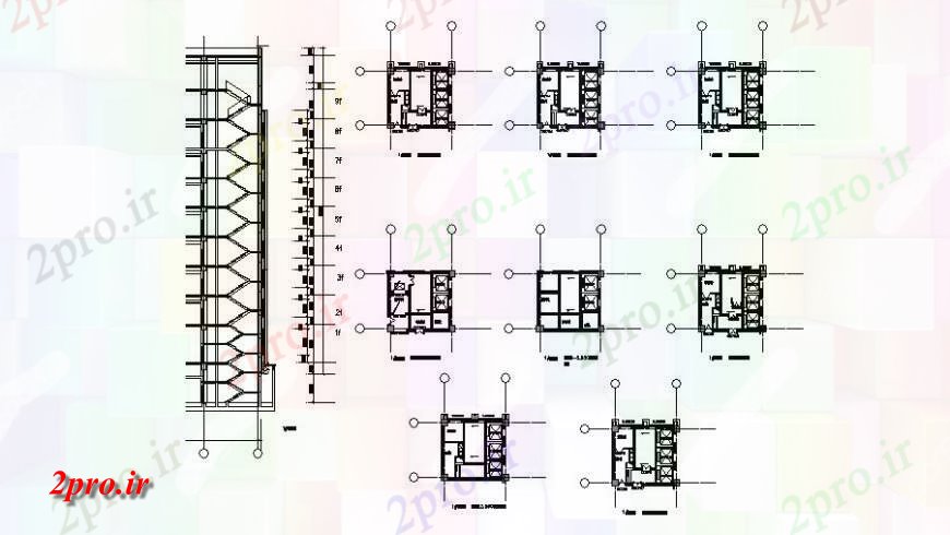 دانلود نقشه جزئیات پله و راه پله   چند دان ساخت و ساز بخش راه پله و ساختار سازنده جزئیات (کد123119)