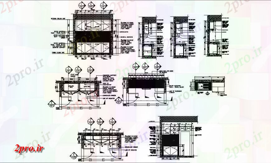 دانلود نقشه جزئیات طراحی ساخت آشپزخانه آشپزخانه و تجهیزات جزئیات  (کد123167)