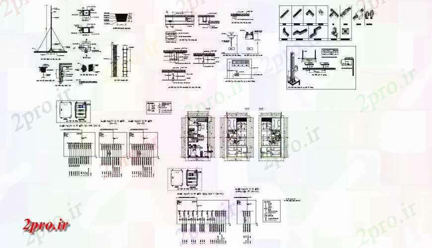 دانلود نقشه برق مسکونی قطب الکتریکی، کف خانه طراحی های الکتریکی آلومینیوم و خودکار 23 در 27 متر (کد123179)