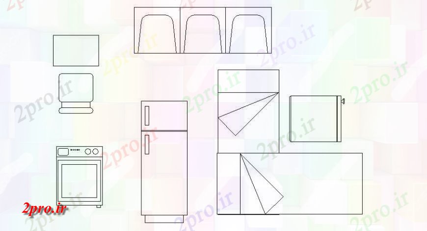 دانلود نقشه بلوک ، آرام ، نماد مبلمان و لوازم خلاق بلوک  (کد123202)