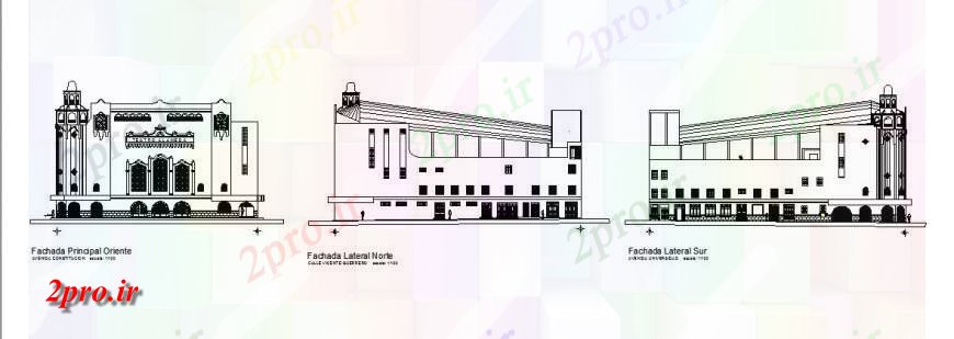 دانلود نقشه تئاتر چند منظوره - سینما - سالن کنفرانس - سالن همایشتمام جزئیات نما طرفه از چند دان کلاسیک سالن سالن 42 در 49 متر (کد123213)