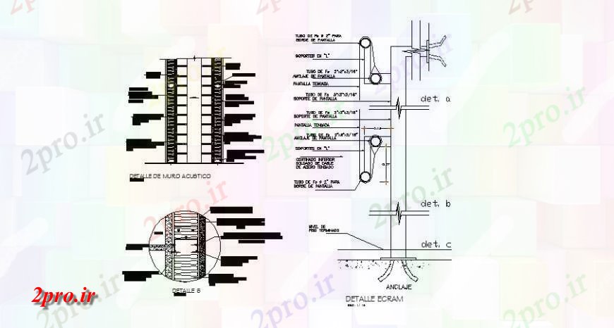 دانلود نقشه طراحی جزئیات ساختار دیوار ساختار سازنده صوتی و ecram طراحی جزئیات 17 در 20 متر (کد123220)