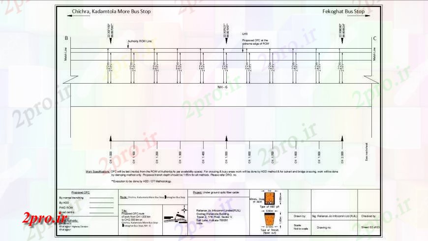دانلود نقشه اتوماسیون و نقشه های برق ایستگاه اتوبوس Kadamtola زیر زمین فیبر نوری نصب و راه اندازی کابل طراحی جزئیات  (کد123225)