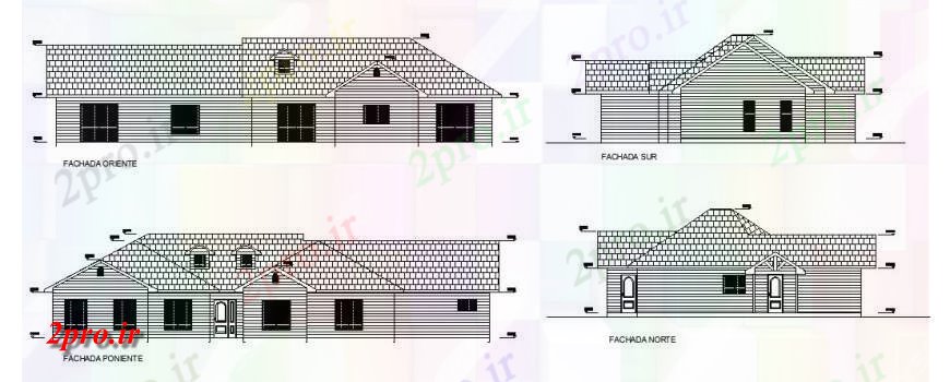 دانلود نقشه مسکونی  ، ویلایی ، آپارتمان  واحد مسکونی نما جزئیات دو بعدی   (کد123253)