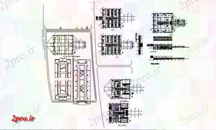 دانلود نقشه دانشگاه ، آموزشکده ، مدرسه ، هنرستان ، خوابگاه - نما دبیرستان، بخش و طرحی طبقه 78 در 78 متر (کد123289)