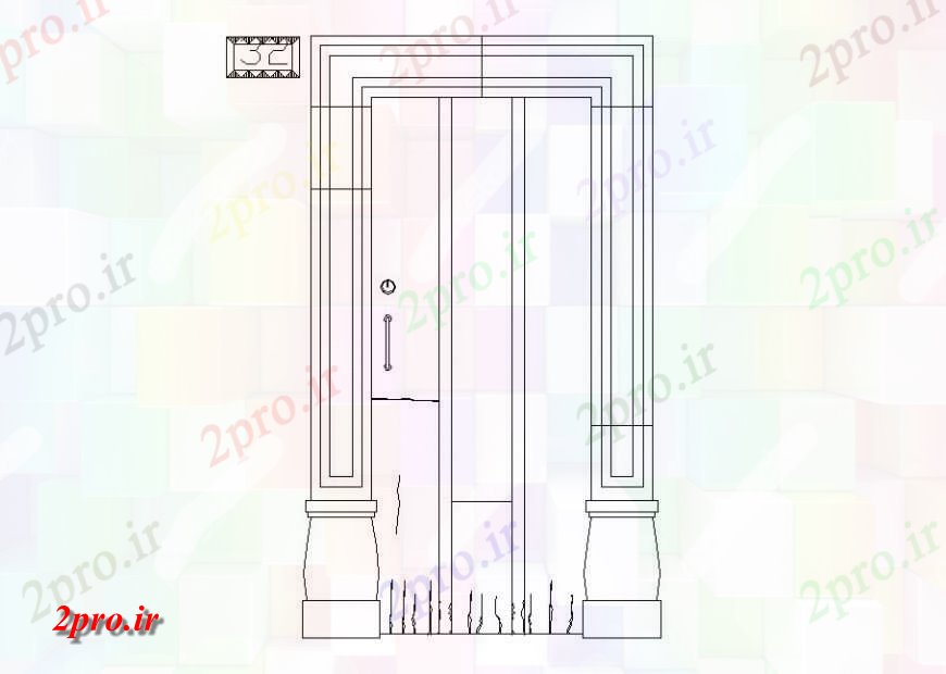 دانلود نقشه جزئیات طراحی در و پنجره  خانه درب اصلی نما اصلی  (کد123299)