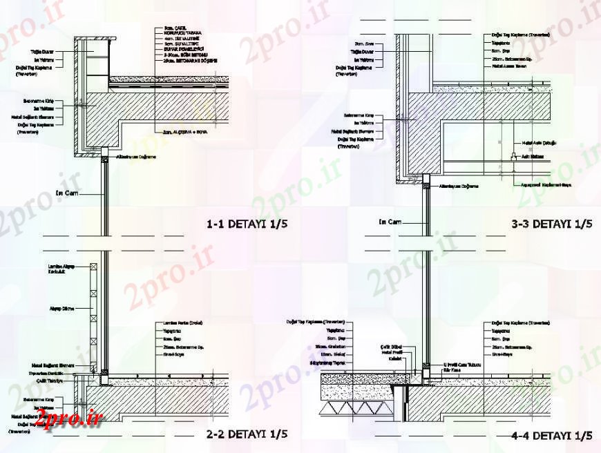 دانلود نقشه طراحی جزئیات ساختار دو جزئیات بخش سازنده طرفه ساخت (کد123300)