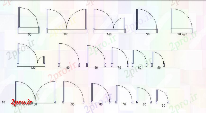 دانلود نقشه جزئیات طراحی در و پنجره درب های داخلی دیگر و پنجره 19 در 20 متر (کد123336)