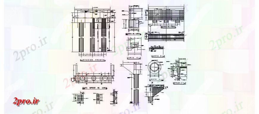 دانلود نقشه جزئیات ساخت پل ستون پل فضایی و ساختار سازنده طراحی جزئیات  (کد123384)