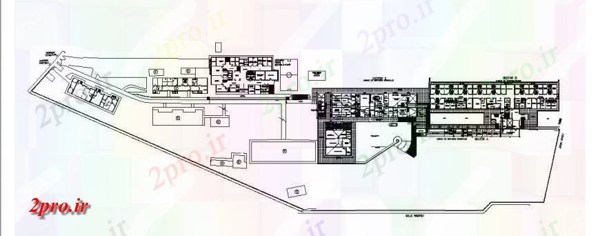 دانلود نقشه بیمارستان - درمانگاه - کلینیک معماری توزیع عمومی جزئیات طراحی از بیمارستان 58 در 138 متر (کد123421)