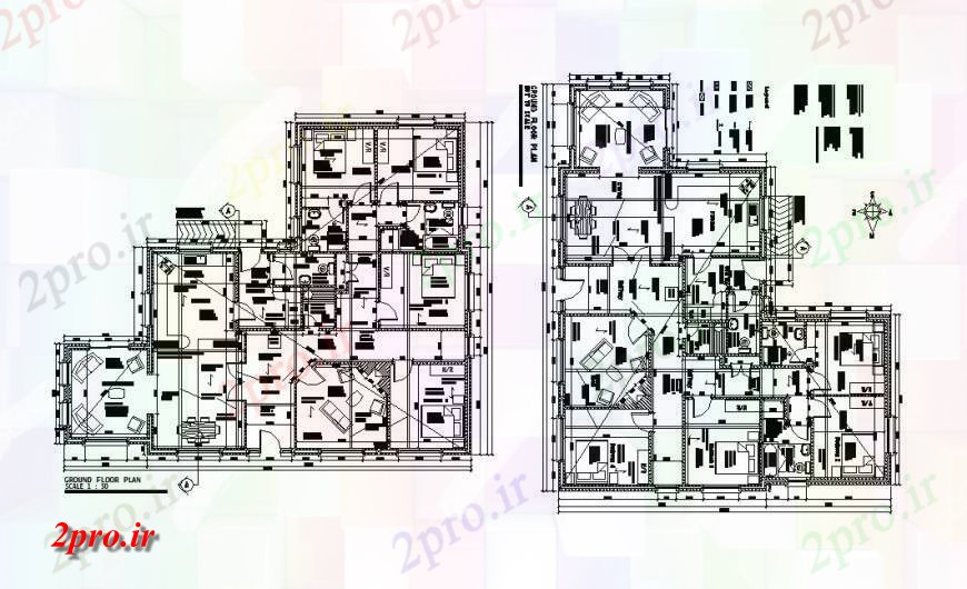 دانلود نقشه مسکونی ، ویلایی ، آپارتمان تجملات ویلا همکف و طبقه اول طرحی 15 در 18 متر (کد123424)