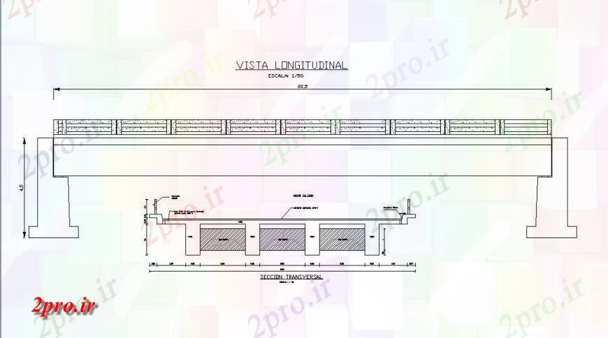 دانلود نقشه جزئیات ساخت پل عرضی و بخش ساخت و ساز و طولی جزئیات پل (کد123430)