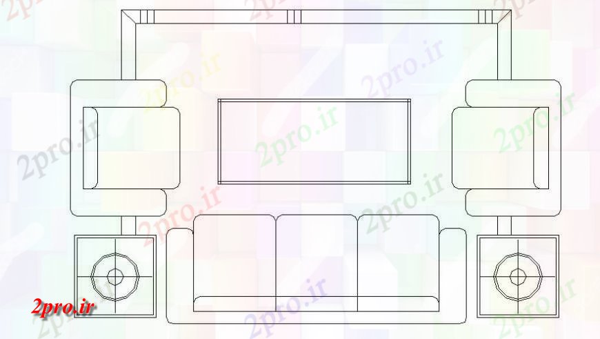 دانلود نقشه طراحی و مبلمان اتاقمبلمان اتاق نشیمن واحد  (کد123441)