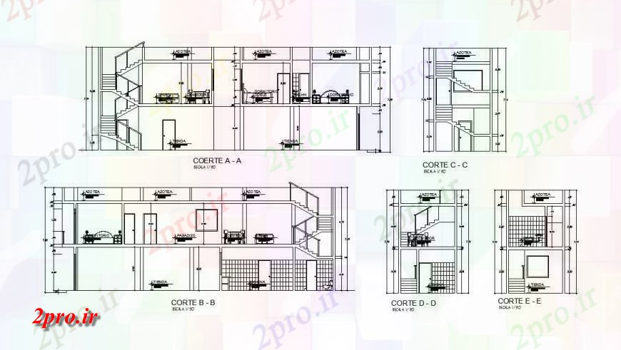 دانلود نقشه مسکونی ، ویلایی ، آپارتمان دو خانه دان تمام بخش طرفه 4 در 18 متر (کد123458)