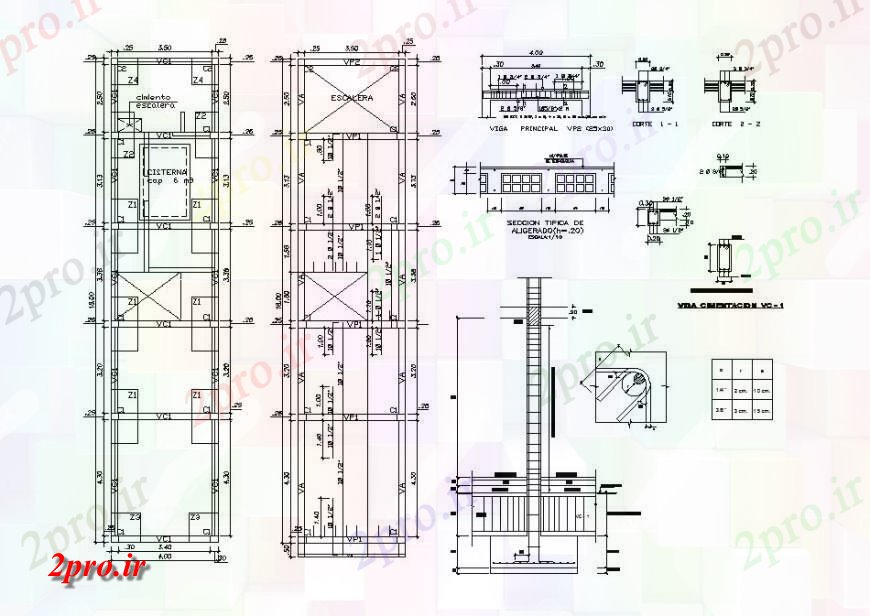 دانلود نقشه طراحی جزئیات ساختار طبقه بنیاد با پرتو و ستون از کف خانه  جزئیات ساختار  (کد123460)