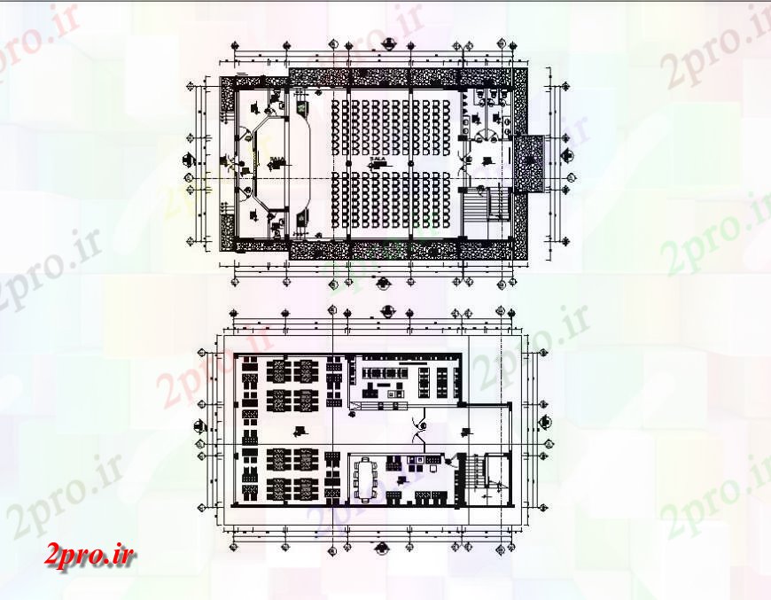 دانلود نقشه هایپر مارکت - مرکز خرید - فروشگاه طبقه همکف و اول طرحی طبقه از سالن سالن طراحی جزئیات 12 در 18 متر (کد123510)