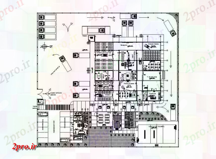 دانلود نقشه کارخانه صنعتی ، کارگاه پردازش کارخانه تارا طرحی معماری طرحی 27 در 31 متر (کد123517)