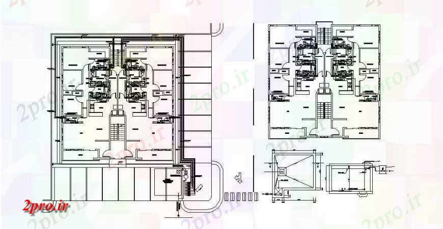 دانلود نقشه مسکونی ، ویلایی ، آپارتمان طبقه خانه مسکونی و نصب و راه اندازی لوله کشی طراحی جزئیات 17 در 17 متر (کد123529)