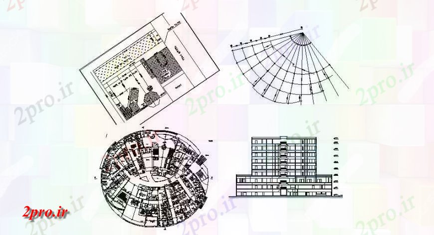 دانلود نقشه مسکونی  ، ویلایی ، آپارتمان  مسکونی ساختمان اصلی نما، طرحی طبقه و خودکار  (کد123531)