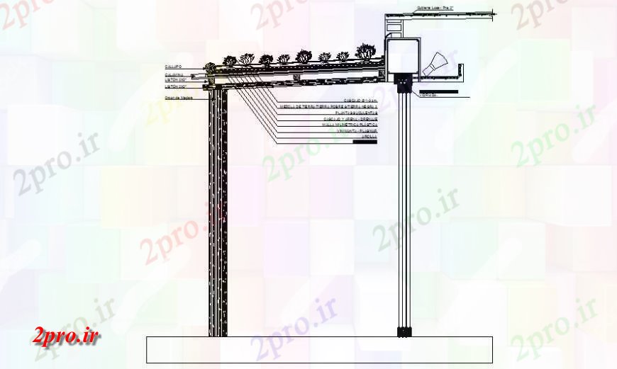 دانلود نقشه جزئیات ساخت و ساز کاشت تراس و بخش دیوار  (کد123552)