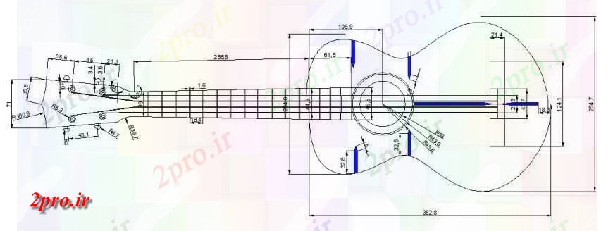 دانلود نقشه بلوک مبلمان زیبا گیتار بخش (کد123557)