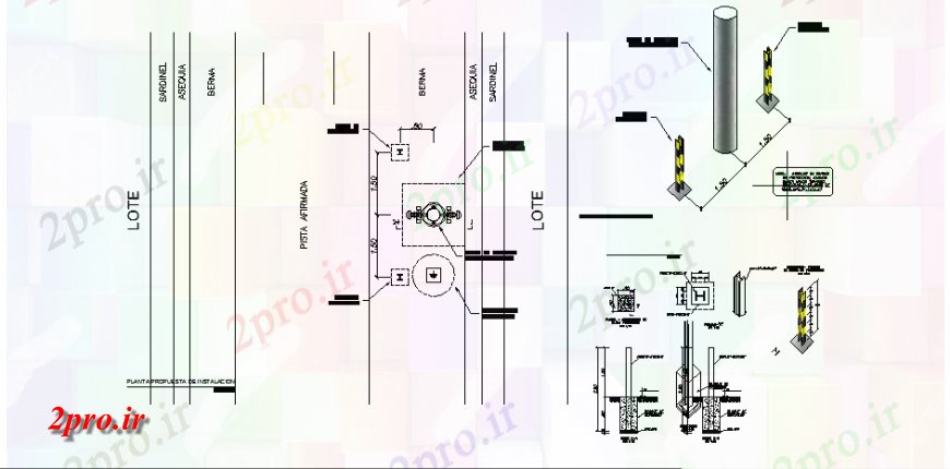 دانلود نقشه طراحی جزئیات ساختار قطب نصب و راه اندازی نوار حفاظت و ساختار جزئیات (کد123564)