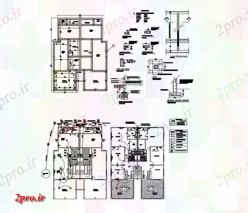 دانلود نقشه مسکونی ، ویلایی ، آپارتمان نصب و راه اندازی برق طراحی و خودکار جزئیات مربوط به خانواده تقسیم خانه 14 در 19 متر (کد123587)