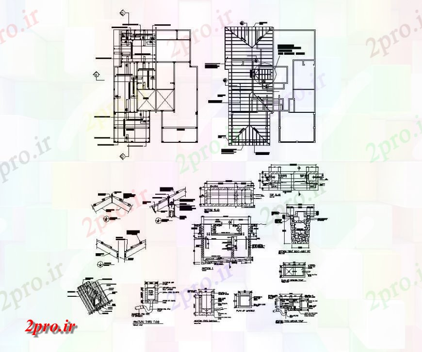 دانلود نقشه مسکونی ، ویلایی ، آپارتمان طرحی جلد و جزئیات ساختار سازنده از خانواده تقسیم خانه 14 در 19 متر (کد123588)