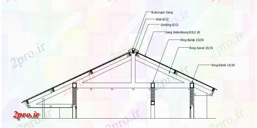 دانلود نقشه طراحی جزئیات ساختار طراحی سقف طرحی جزئیات اعتماد مدرسه کوچک طراحی خانه طراحی 24 در 46 متر (کد123609)