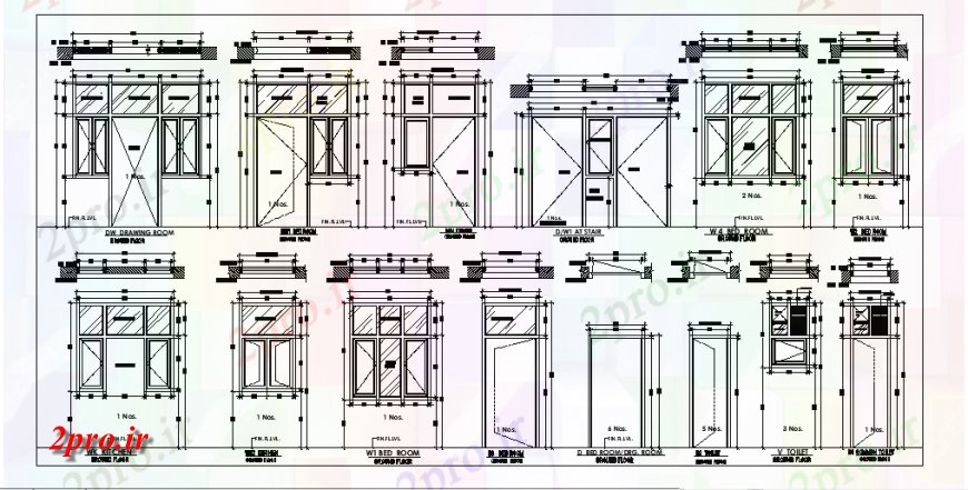 دانلود نقشه جزئیات طراحی در و پنجره درب - پنجره طراحی جزئیات بخش پیشنهاد خانه طراحی 10 در 18 متر (کد123634)