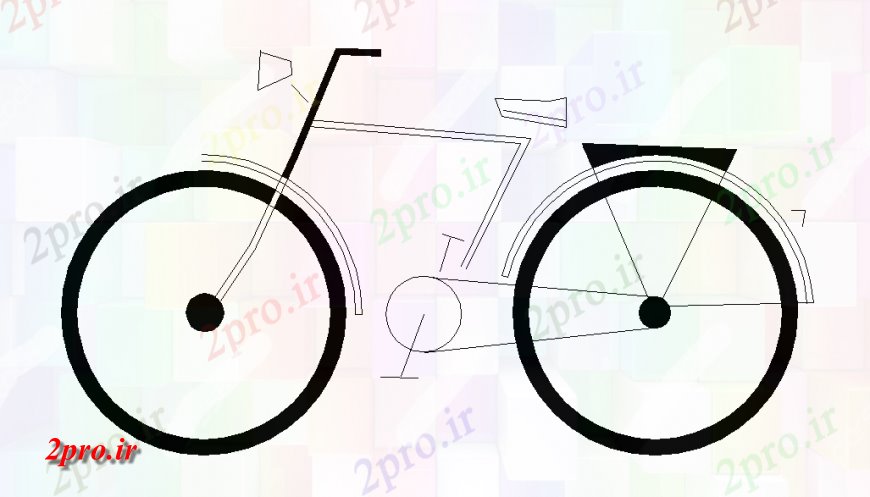 دانلود نقشه بلوک وسایل نقلیه دوچرخه نمای نمای جانبی جزئیات طراحی طراحی (کد123637)
