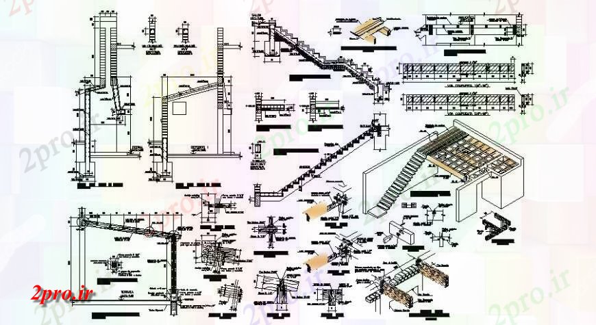 دانلود نقشه جزئیات پله و راه پله   راه پله ساخت و ساز  واحد ساختاری  (کد123656)