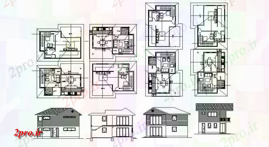 دانلود نقشه مسکونی  ، ویلایی ، آپارتمان  طرحی و نما از ساختار مسکن  دو بعدی   (کد123659)