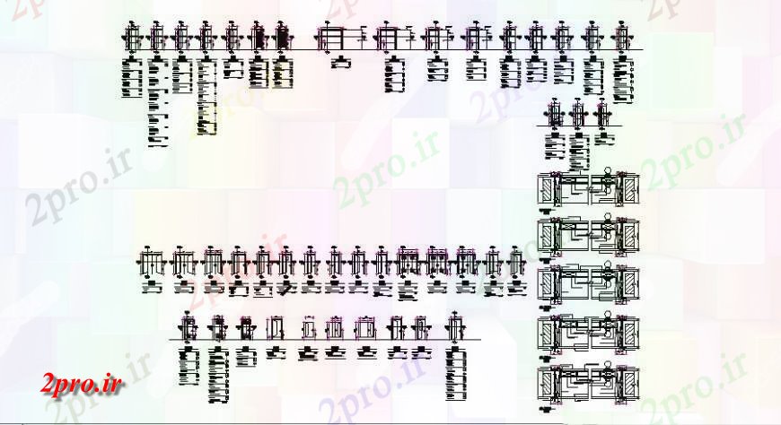 دانلود نقشه جزئیات طراحی در و پنجره  درب و پنجره بلوک نما جزئیات، برنامه ریزی و بخش  دو بعدی   (کد123666)