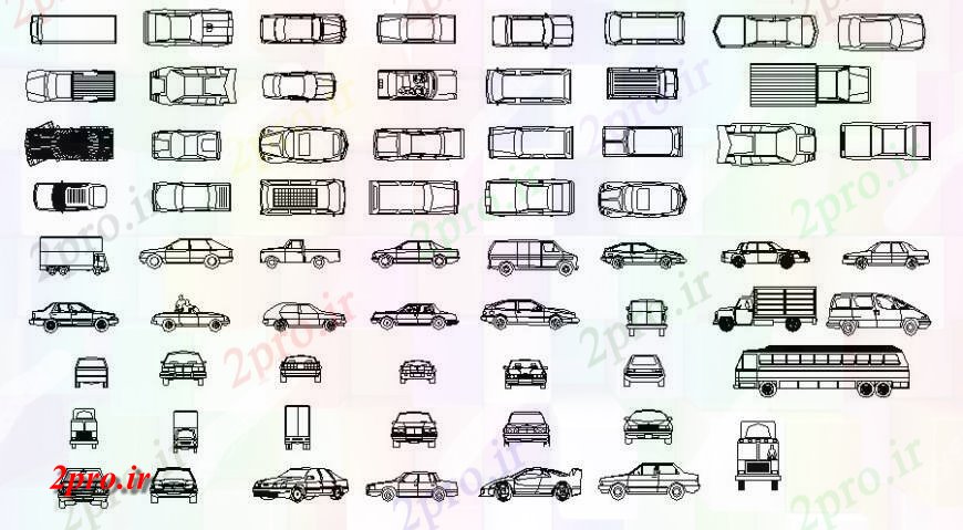 دانلود نقشه بلوک های حمل و نقل بلوک حمل و نقل های متعدد از خودرو واحدهای دو بعدی    اتوکد (کد123675)