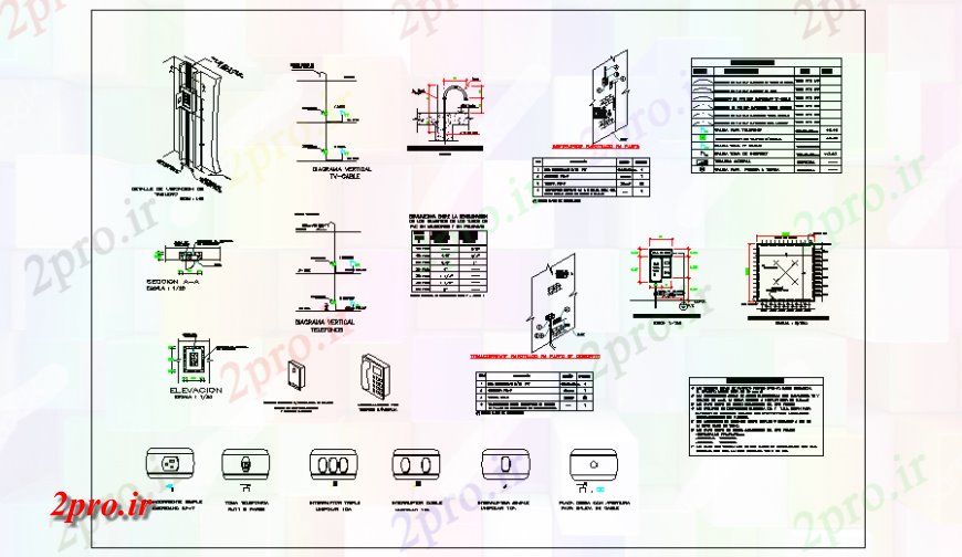 دانلود نقشه برق کشی ، اتصالات برق جزئیات طراحی خانه طراحی کوچک 7 در 17 متر (کد123703)